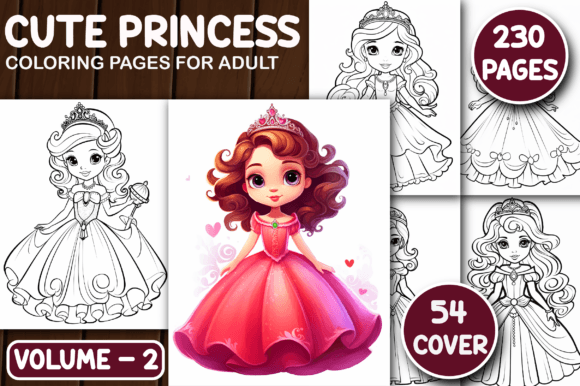 230 Cute Princess Coloring Page for Kids