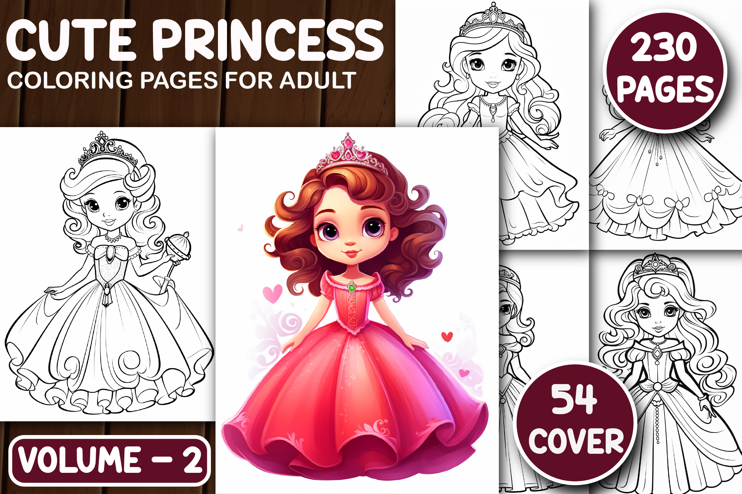 230 Cute Princess Coloring Page for Kids