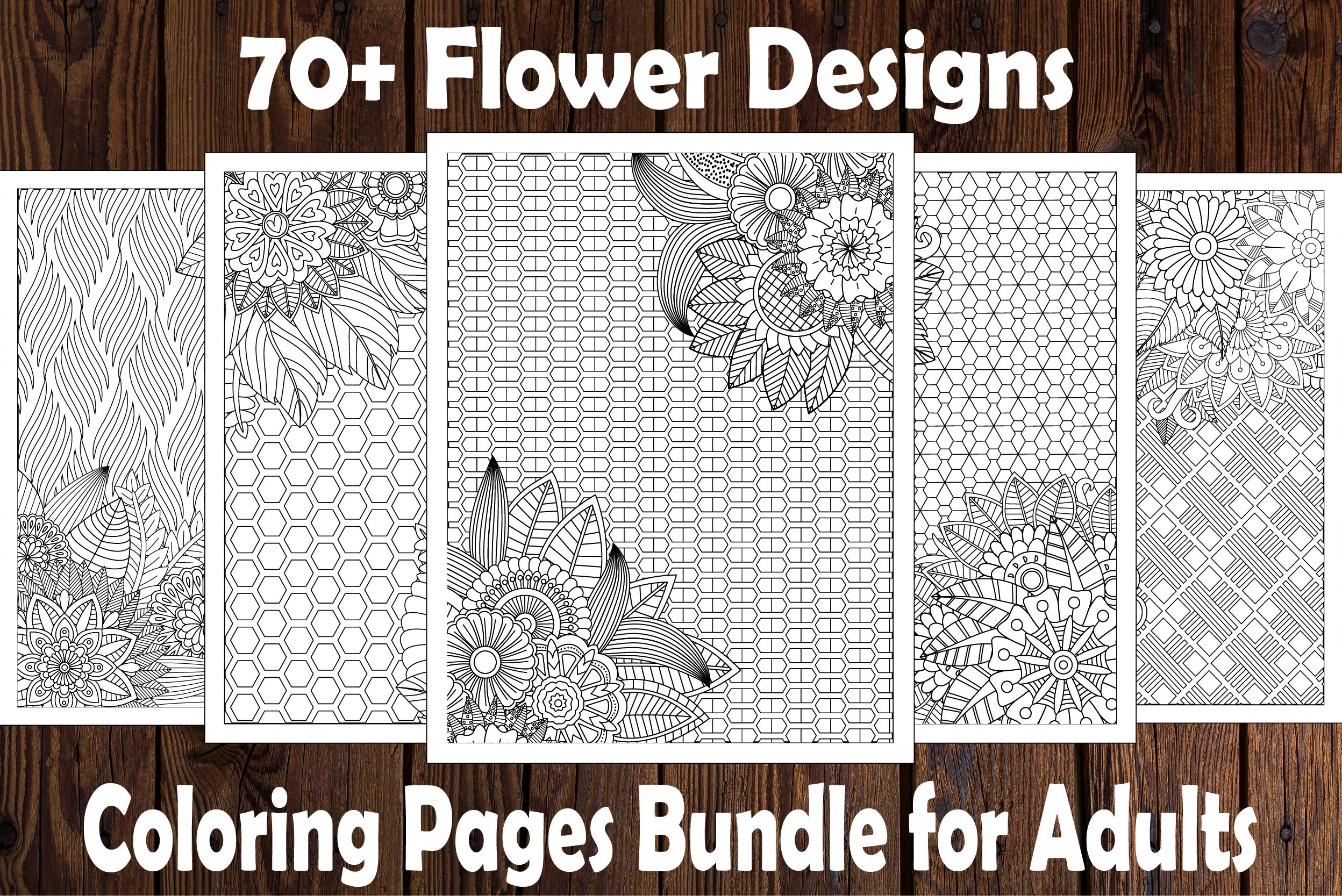 70+ Flowers Coloring Pages Bundle
