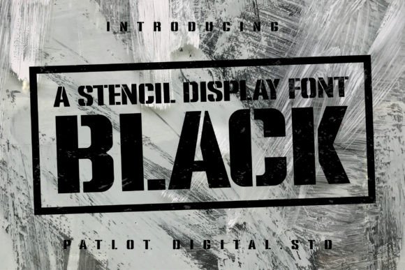 Black Stencil Font by Patlot Digital.Studio · Creative Fabrica font preview