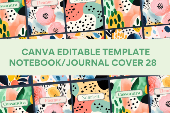 Printable Canva notebook cover template set with six designs