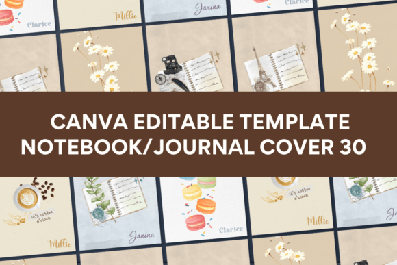Six-design Canva notebook and journal cover template collection