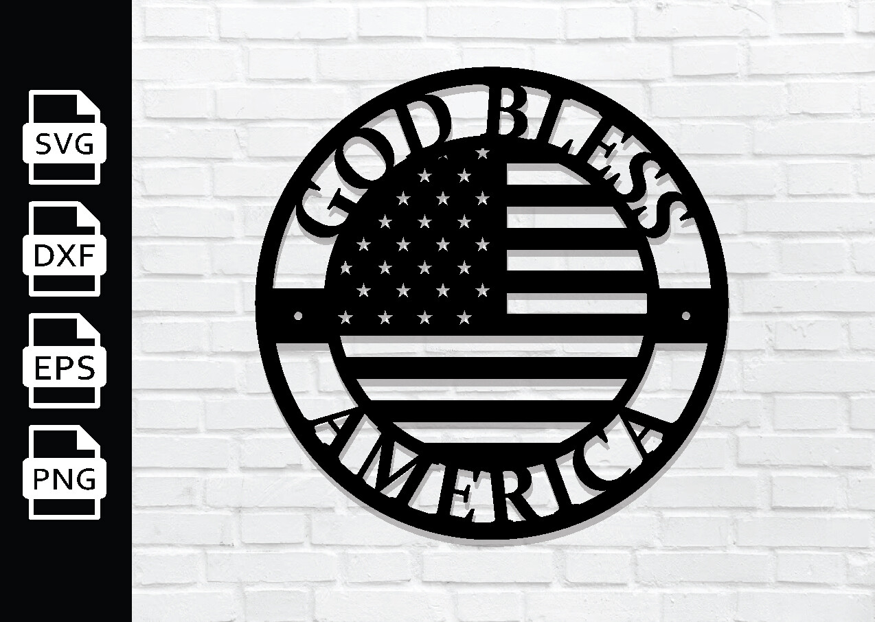 God Bless America, American Flag Sign