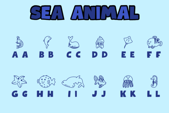 Sea Animal Font PNG with transparent background - Preview 1