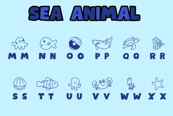Sea Animal Font PNG with transparent background - Preview 2