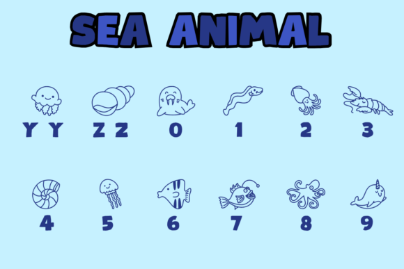 Sea Animal Font PNG with transparent background - Preview 3