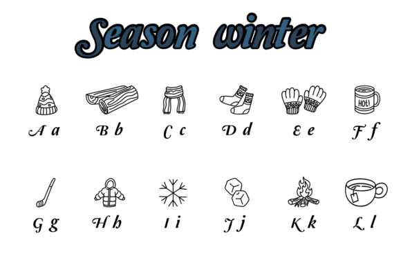 Season Winter Font PNG with transparent background - Preview 1