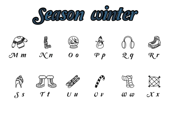 Season Winter Font PNG with transparent background - Preview 2