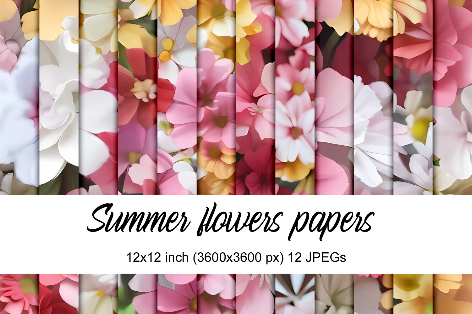 Summer Flower Papers Graphic by Andrea Kostelic · Creative Fabrica