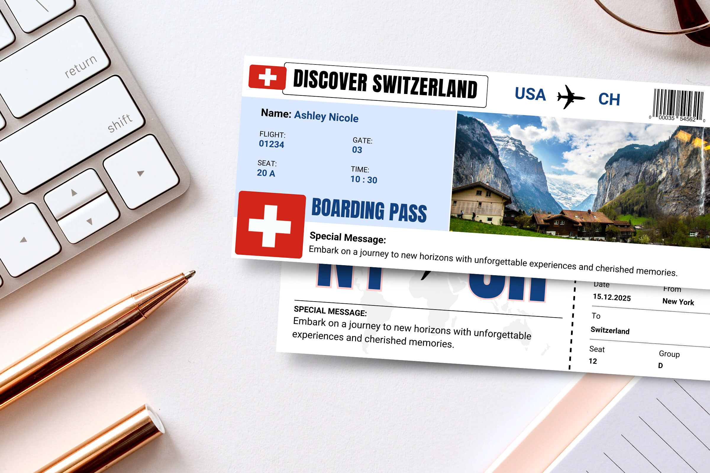 Switzerland Trip Surprise Gift Ticket