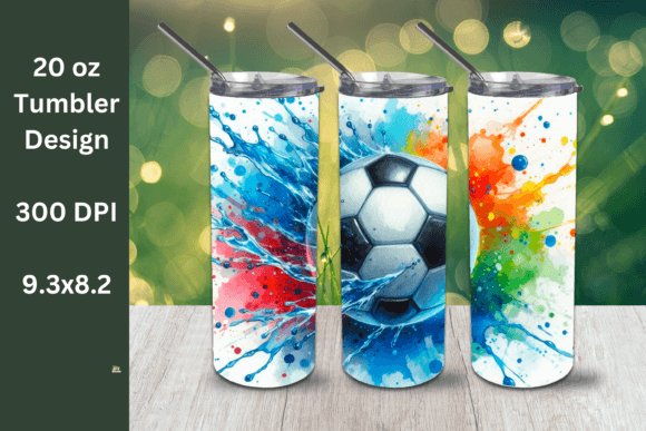 Watercolor Soccer Ball 20oz Tumbler Wrap