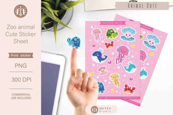 Zoo Animal Cute Sticker Sheet