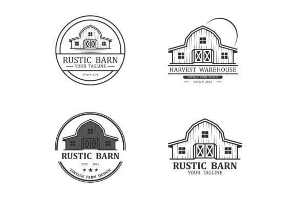 Set of Vintage Rustic Barn Logo Design