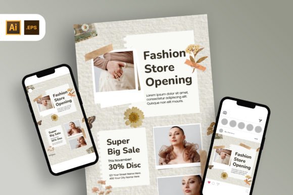 Aesthetic Store Opening Big Sale Flyer Graphics