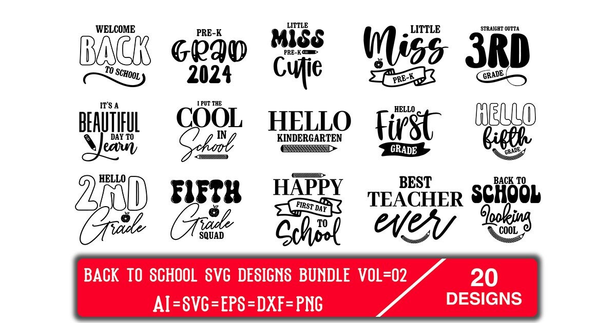 Back to School SVG Designs Bundle Vol=02 Bundle · Creative Fabrica