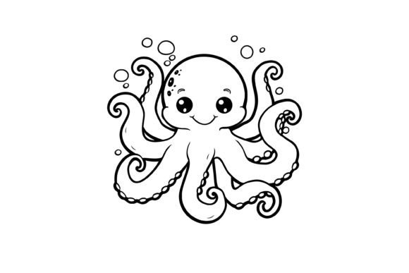 Cute Octopus Kids Coloring Page