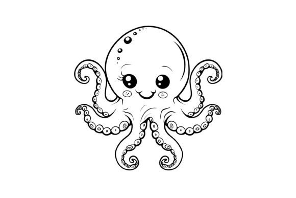 Cute Octopus Kids Coloring Page