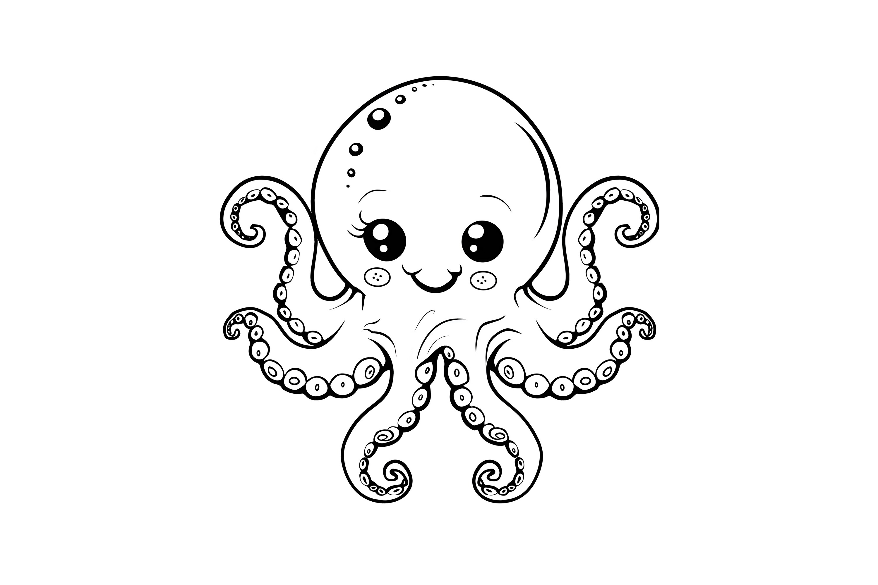 Cute Octopus Kids Coloring Page
