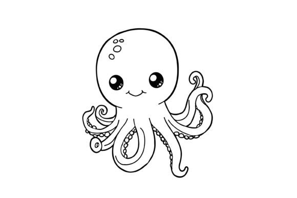 Cute Octopus Kids Coloring Page