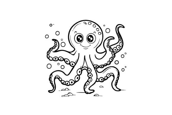 Cute Octopus Kids Coloring Page