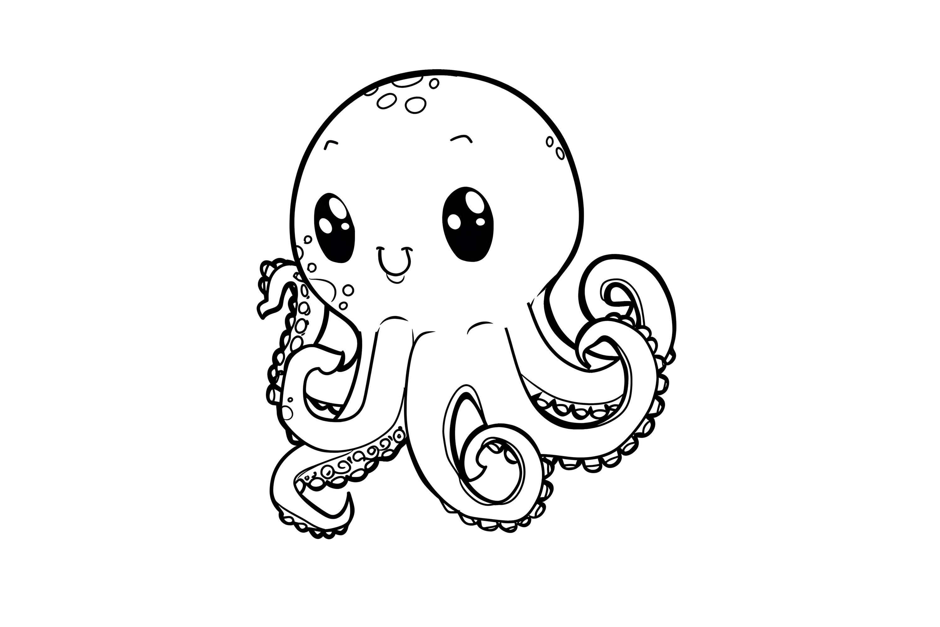 Cute Octopus Kids Coloring Page