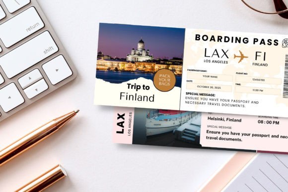 Finland Trip Surprise Gift Ticket Canva