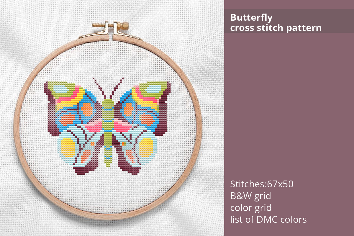 Geometric Butterfly Cross Stitch Pattern