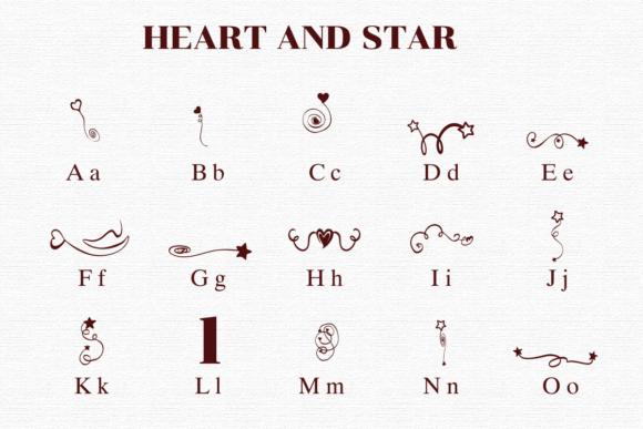Heart and Star Font PNG with transparent background - Preview 1
