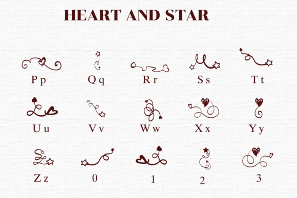 Heart and Star Font PNG with transparent background - Preview 2