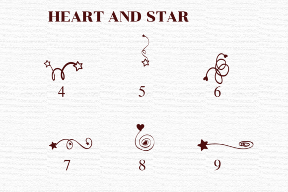 Heart and Star Font PNG with transparent background - Preview 3