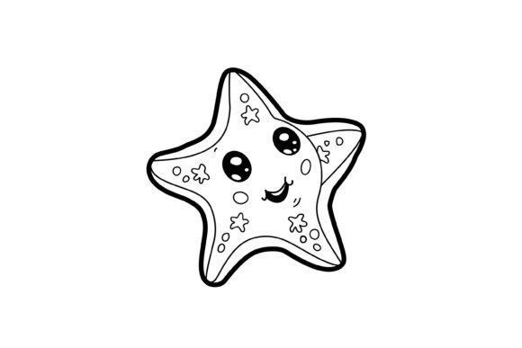 Kawaii Starfish Coloring Page for Kids