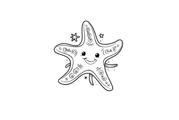 Kawaii Starfish Coloring Page for Kids