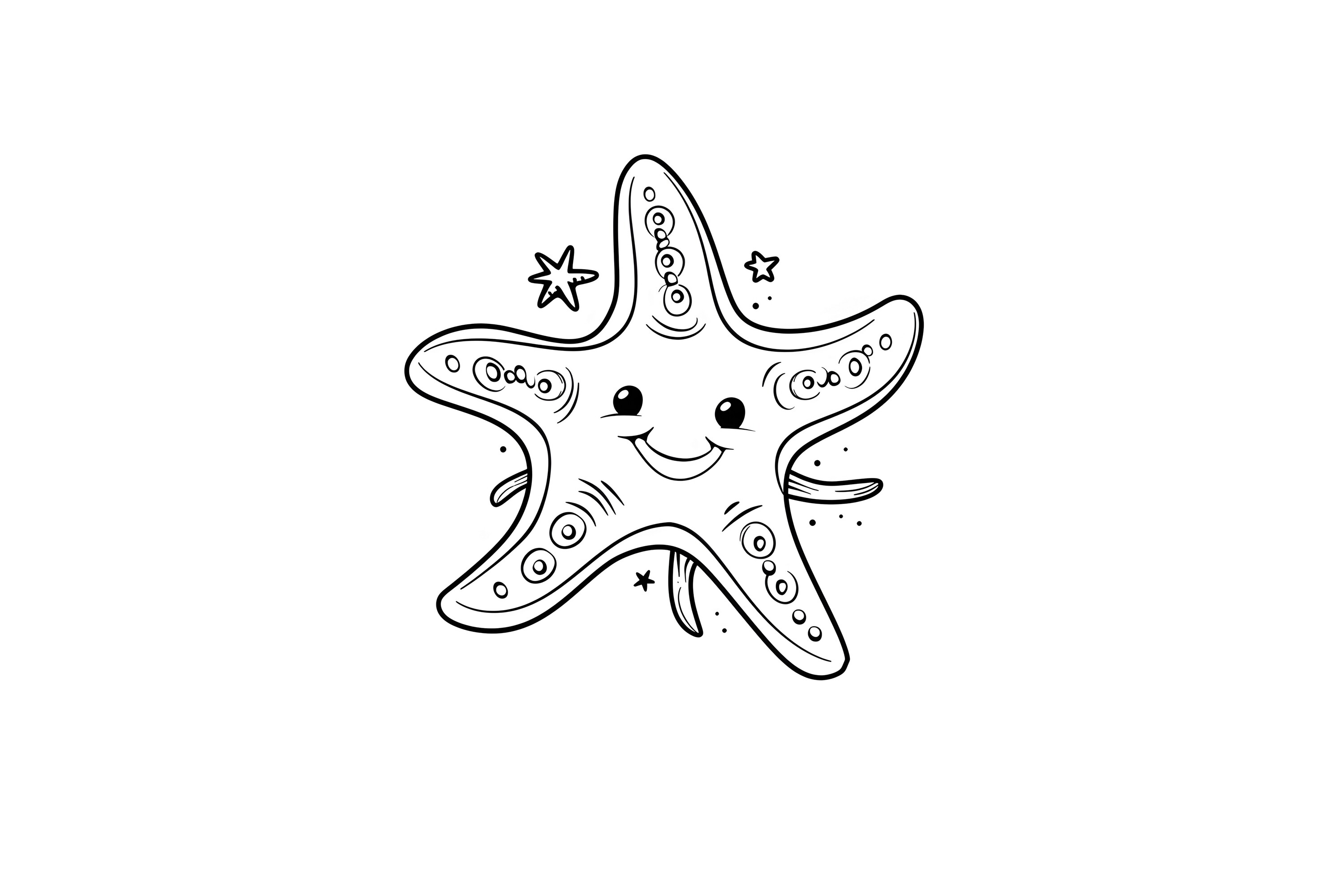 Kawaii Starfish Coloring Page for Kids