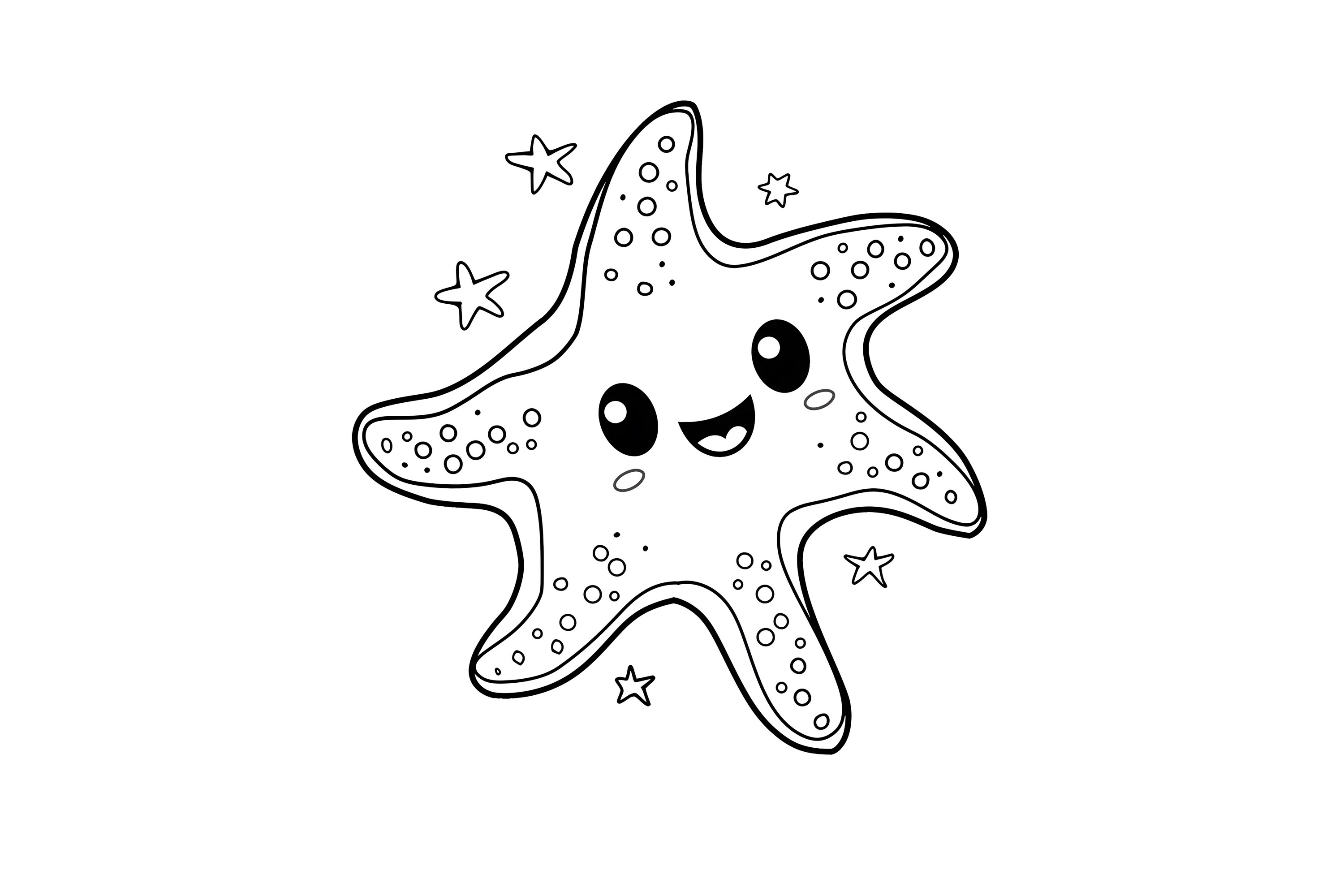 Kawaii Starfish Coloring Page for Kids
