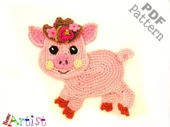 Pig Crochet Applique Pattern