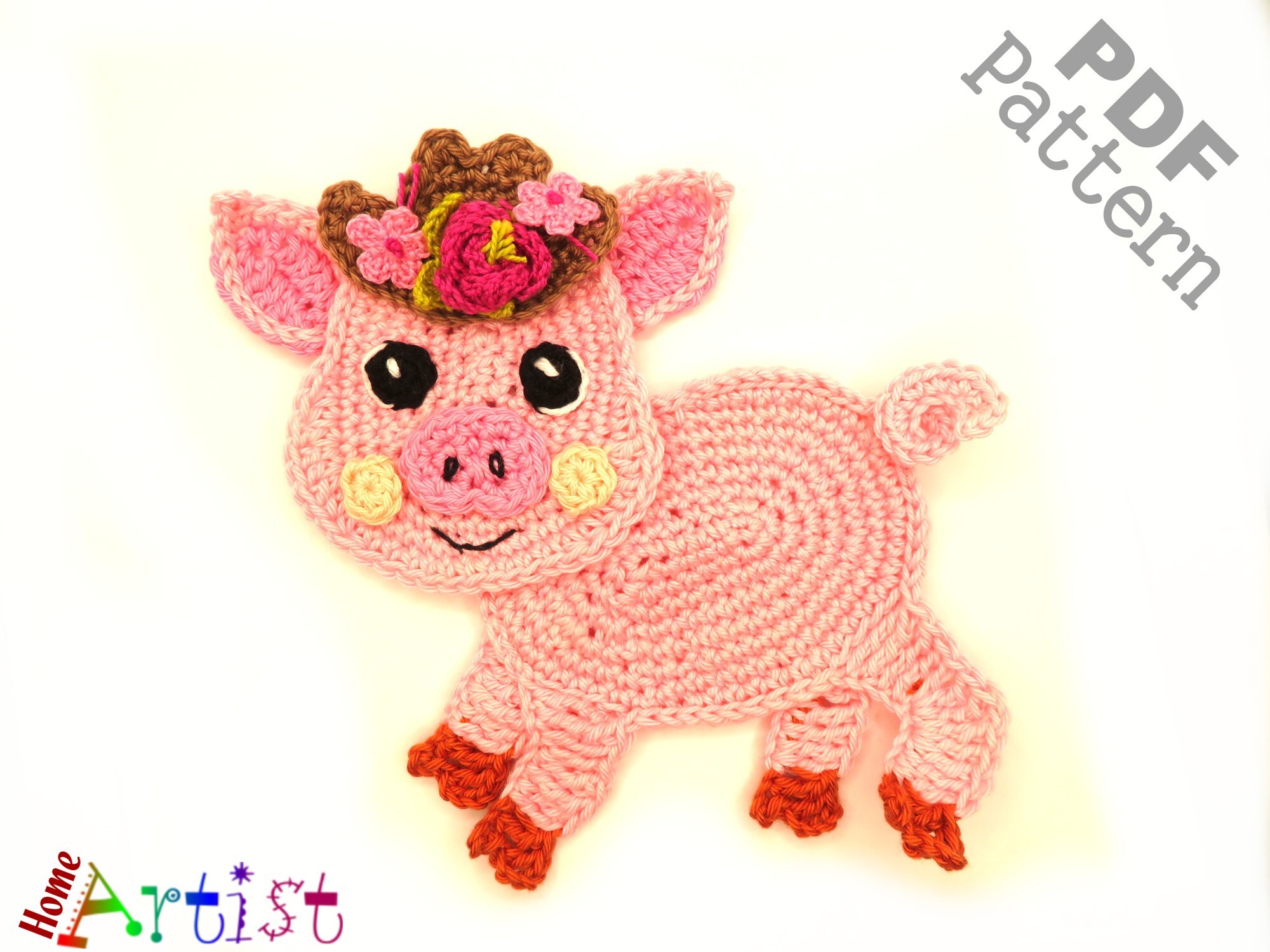 Pig Crochet Applique Pattern
