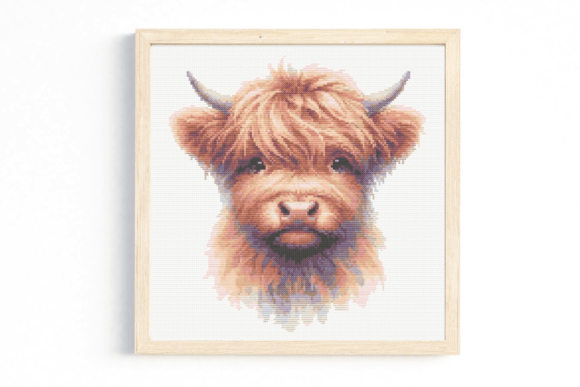Watercolour Highland Cow Cross Stitch