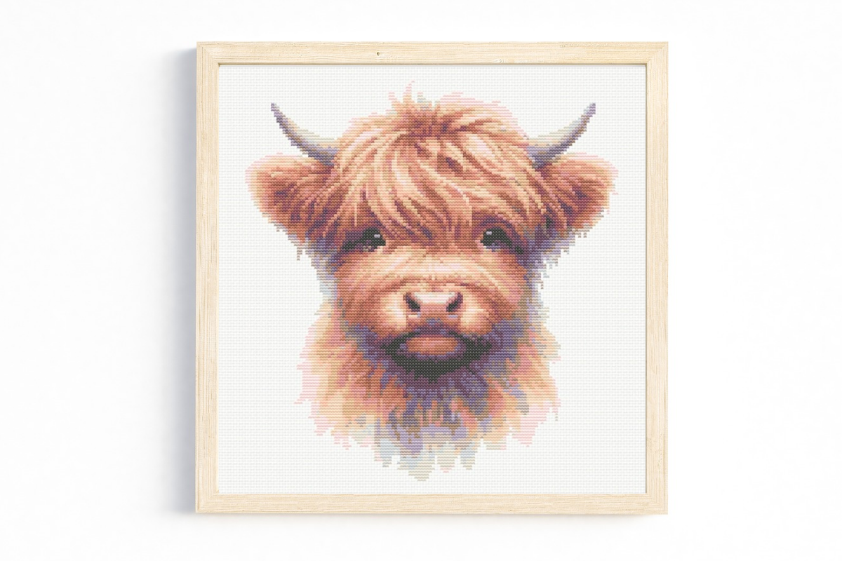 Watercolour Highland Cow Cross Stitch
