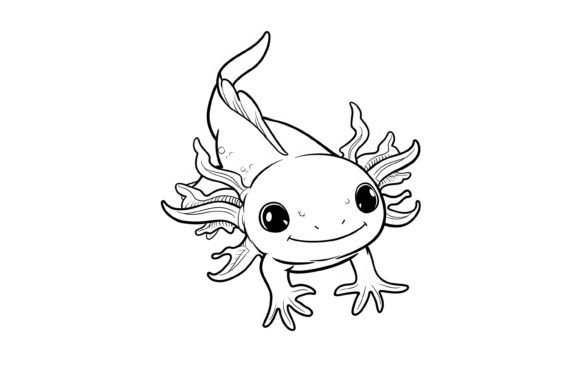 Baby Axolotl Coloring Page for Kids