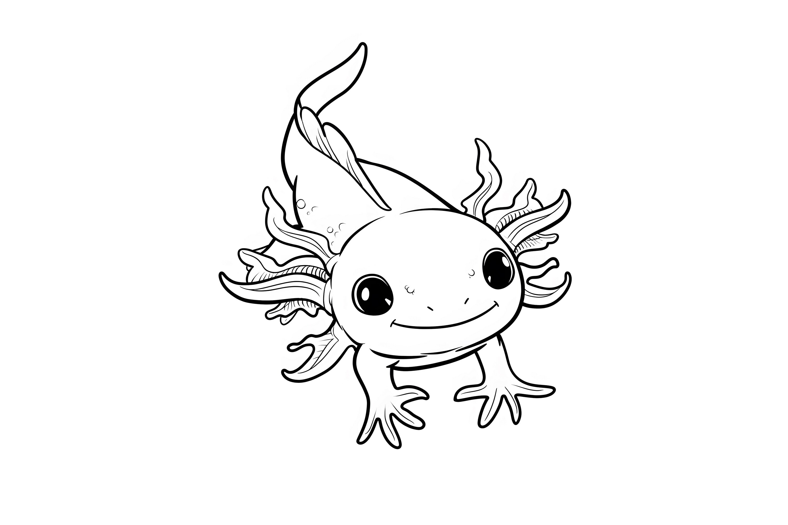 Baby Axolotl Coloring Page for Kids
