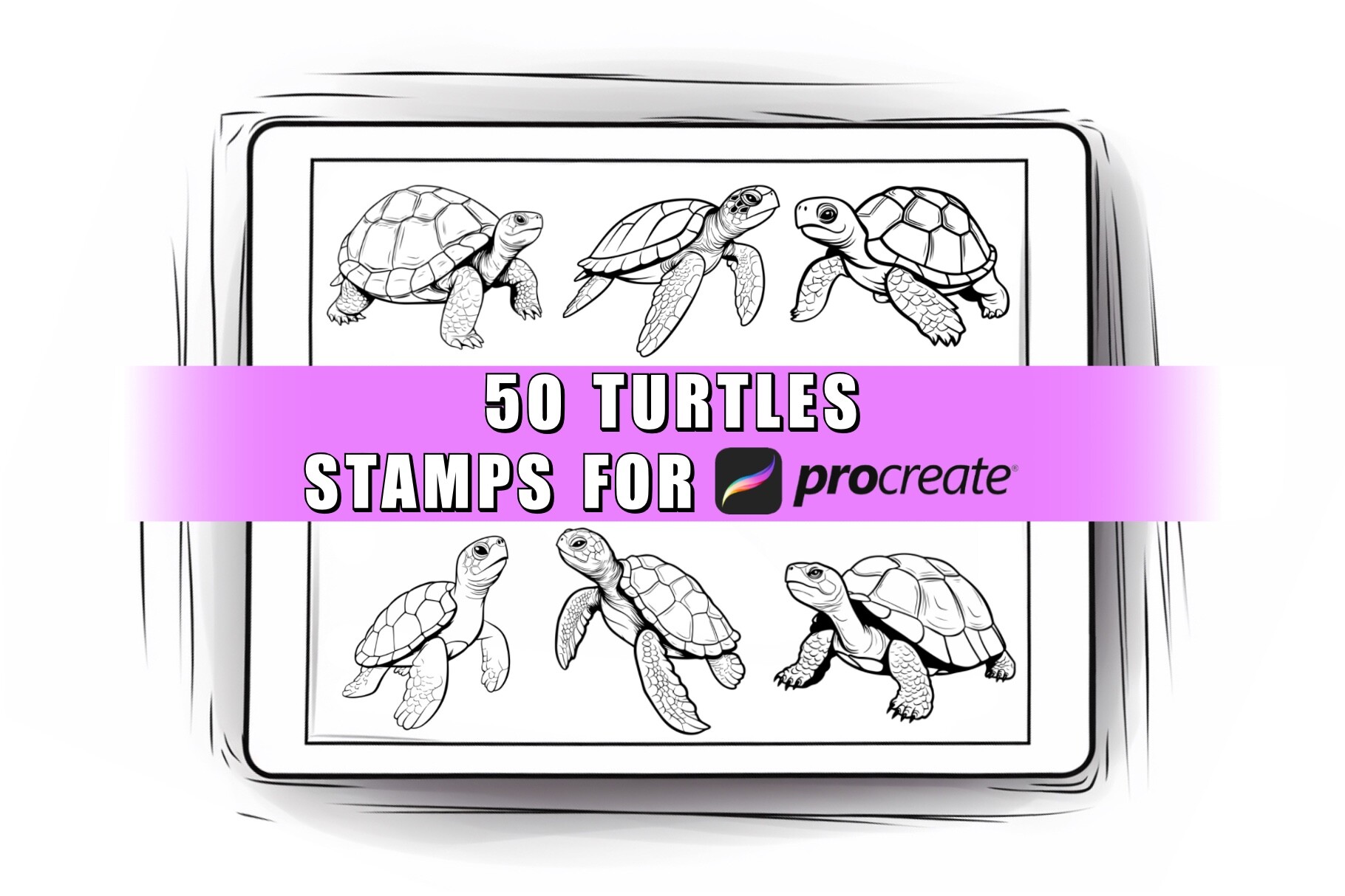 50 Turtles Procreate Stamps Brushes Graphic by ProcreateSale · Creative ...