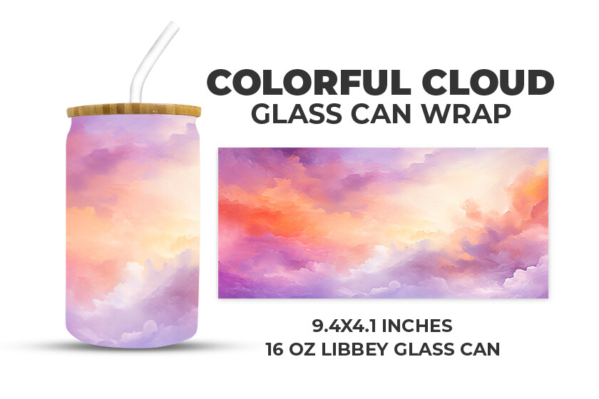 Colorful Cloud Glass Can Wrap Graphic by Creative World · Creative Fabrica
