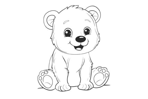 Cute Bear Coloring Page for Kids
