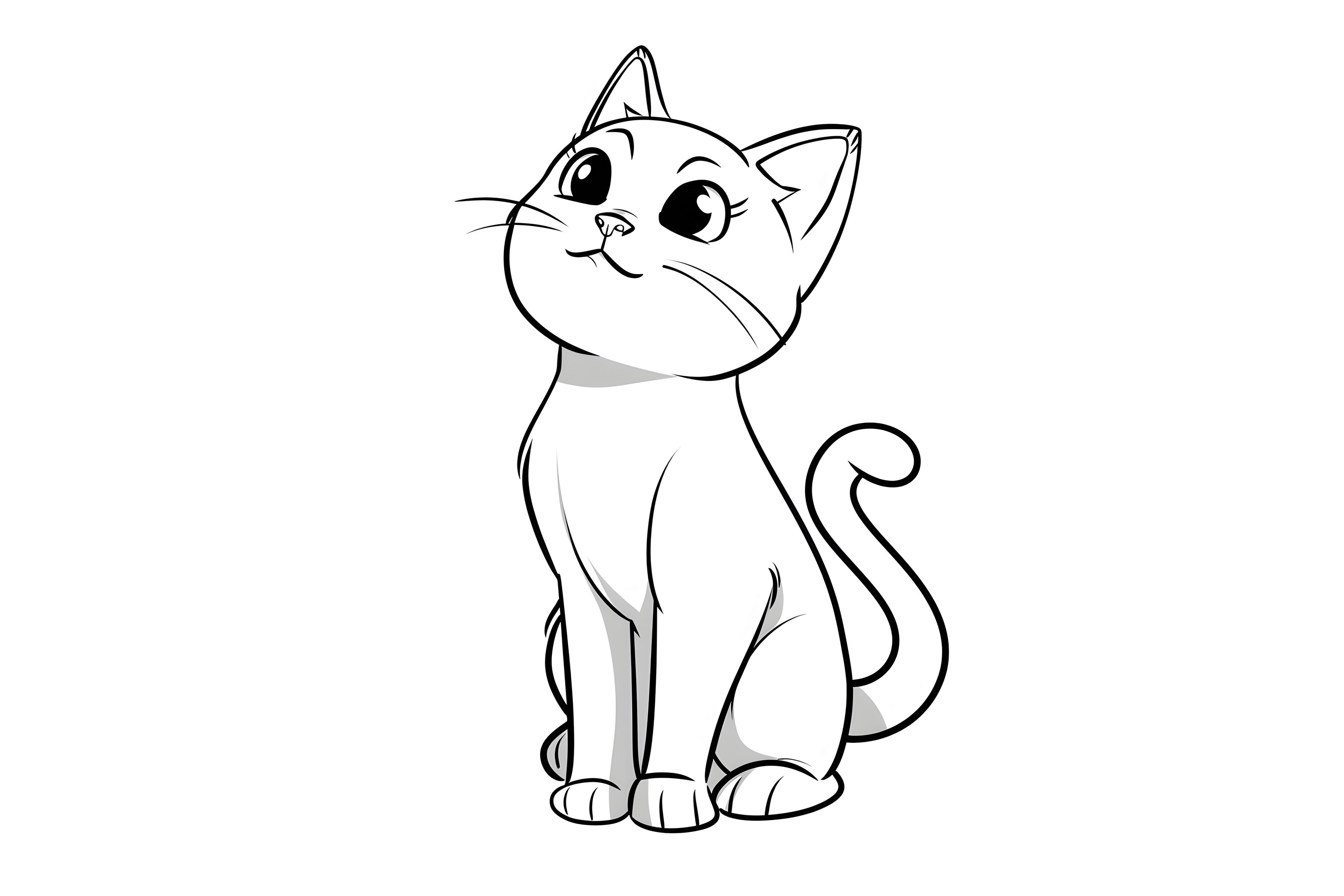 Cute Cat Coloring Page for Kids