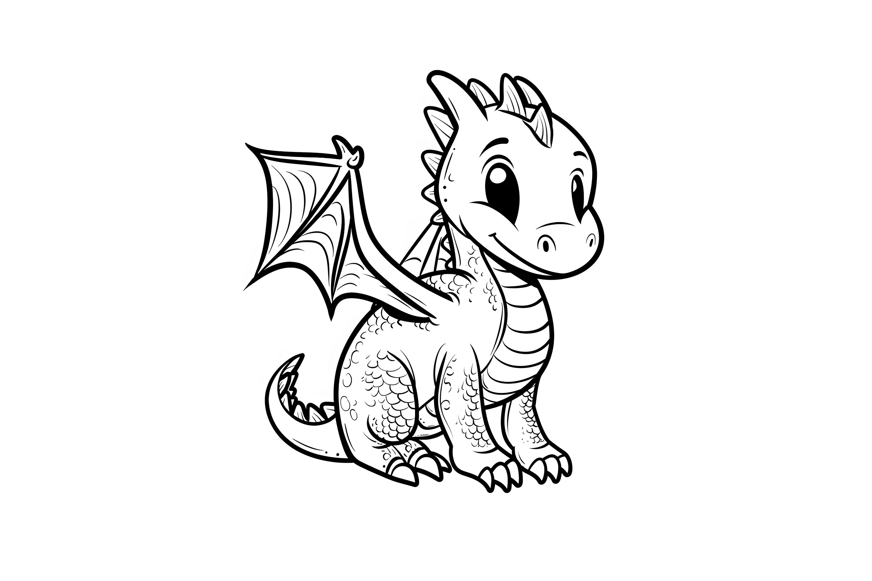 Cute Dragon Coloring Page for Kids