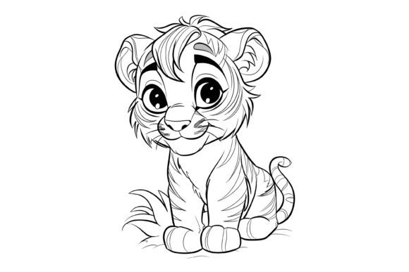 Cute Tiger Coloring Page for Kids