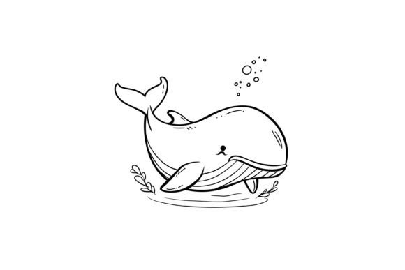 Cute Whale Coloring Page for Kids