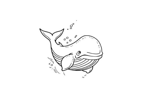 Cute Whale Coloring Page for Kids