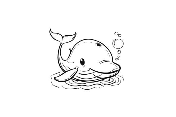 Cute Whale Coloring Page for Kids