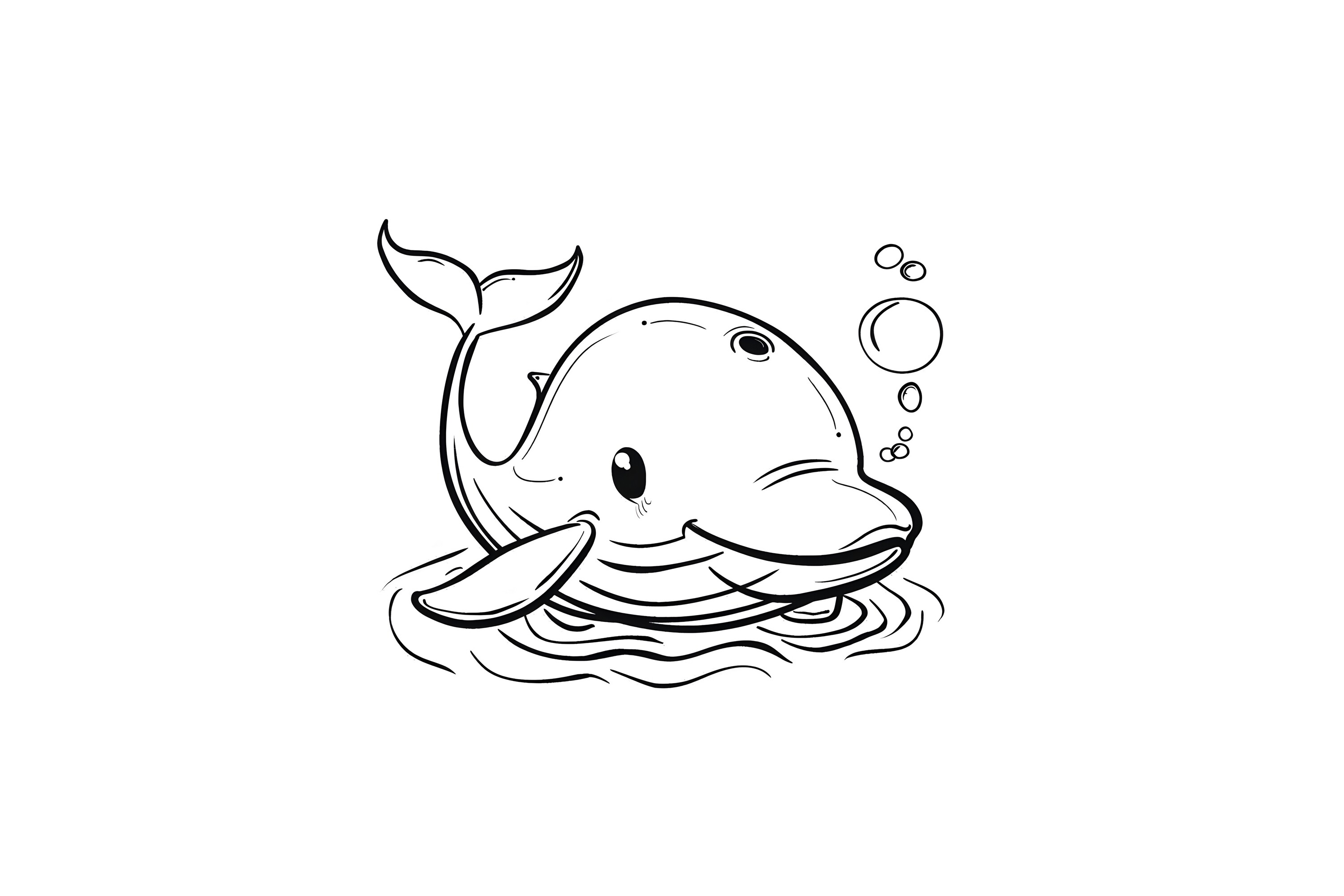 Cute Whale Coloring Page for Kids